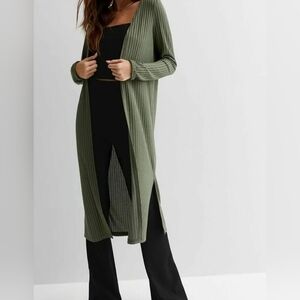 ESQUALO OLIVE GREEN LONG CARDIGAN SIZE SMALL